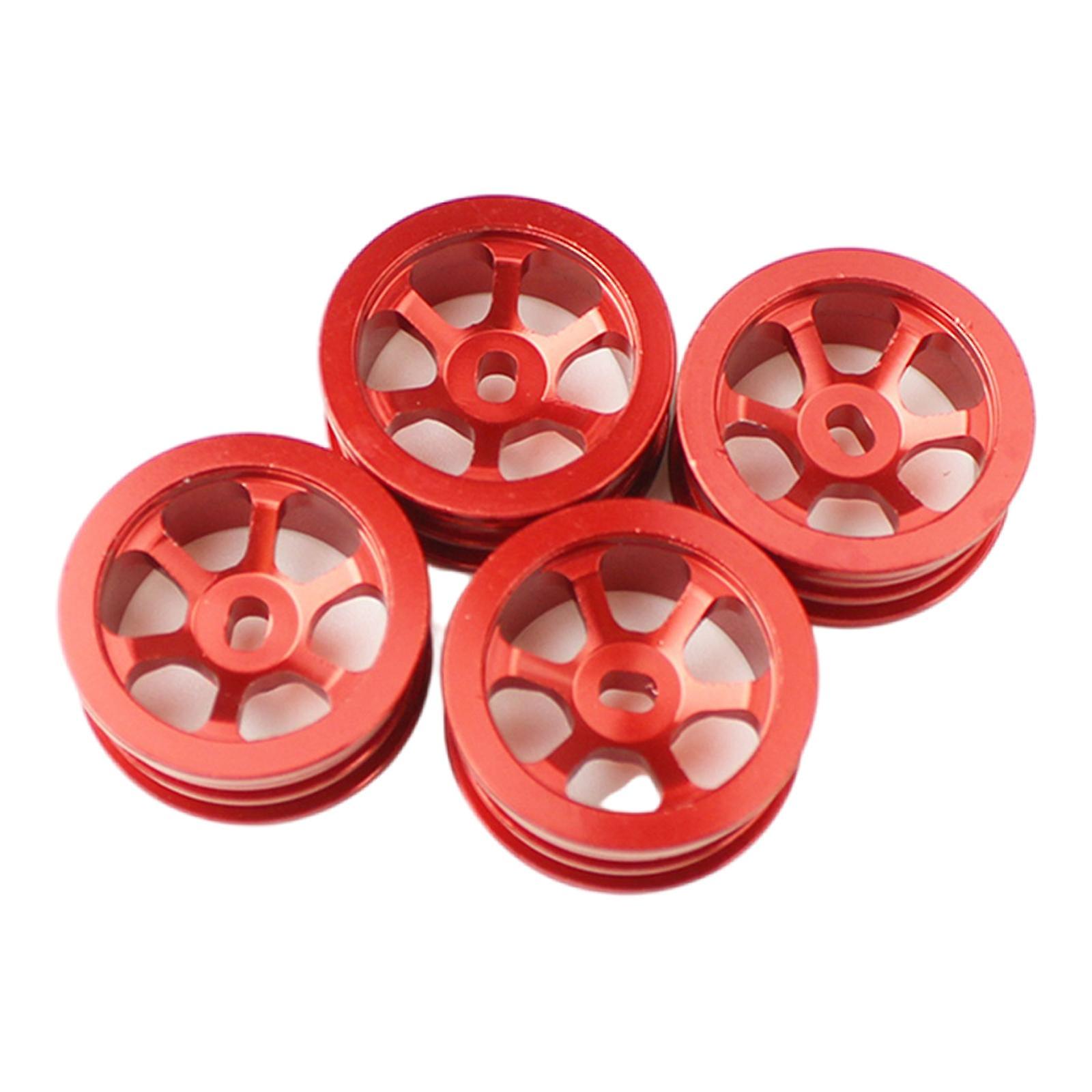 4 Pieces 1/28 Metal Wheel Rims Set Upgrade for Wltoys K969 P929 P939 Crawler Red