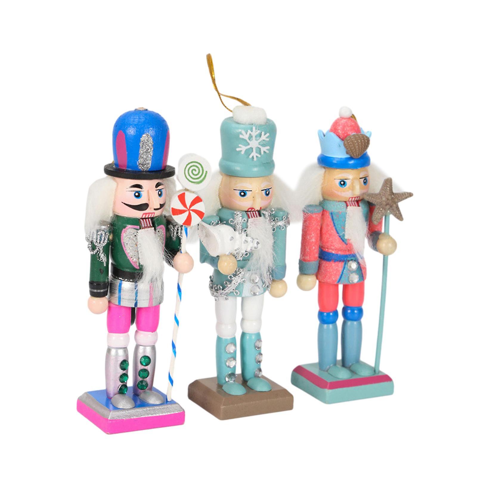 3 Pieces Christmas Nutcracker Ornaments Miniature Figures for Office Holiday