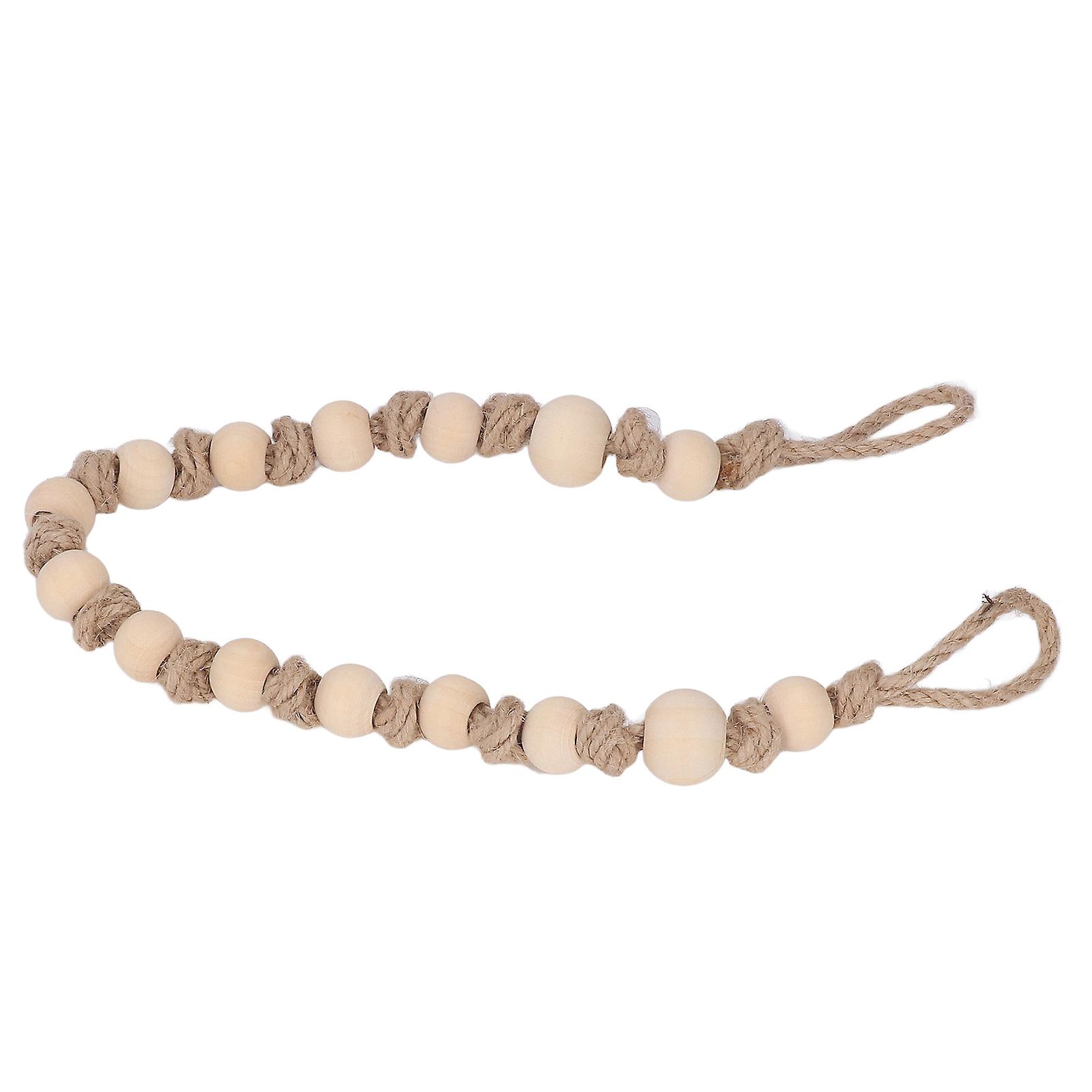 Boho Curtain Tiebacks Bohemian Style Durable Wood Rope Wide Application Curtain Holdbacks for Curtain Towel Paper Jute Rope with Wooden Beads 55cm 