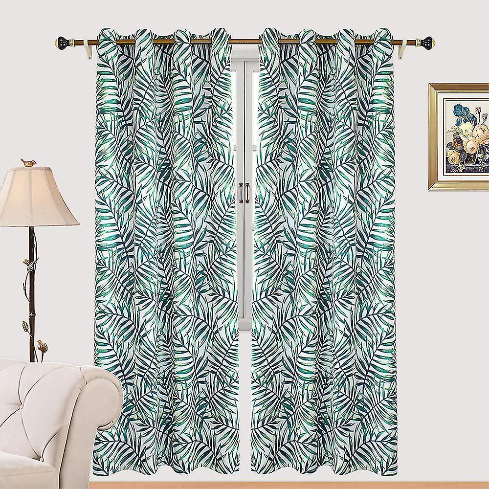 Leaf Print Polyester Blackout Curtains  132*160CM