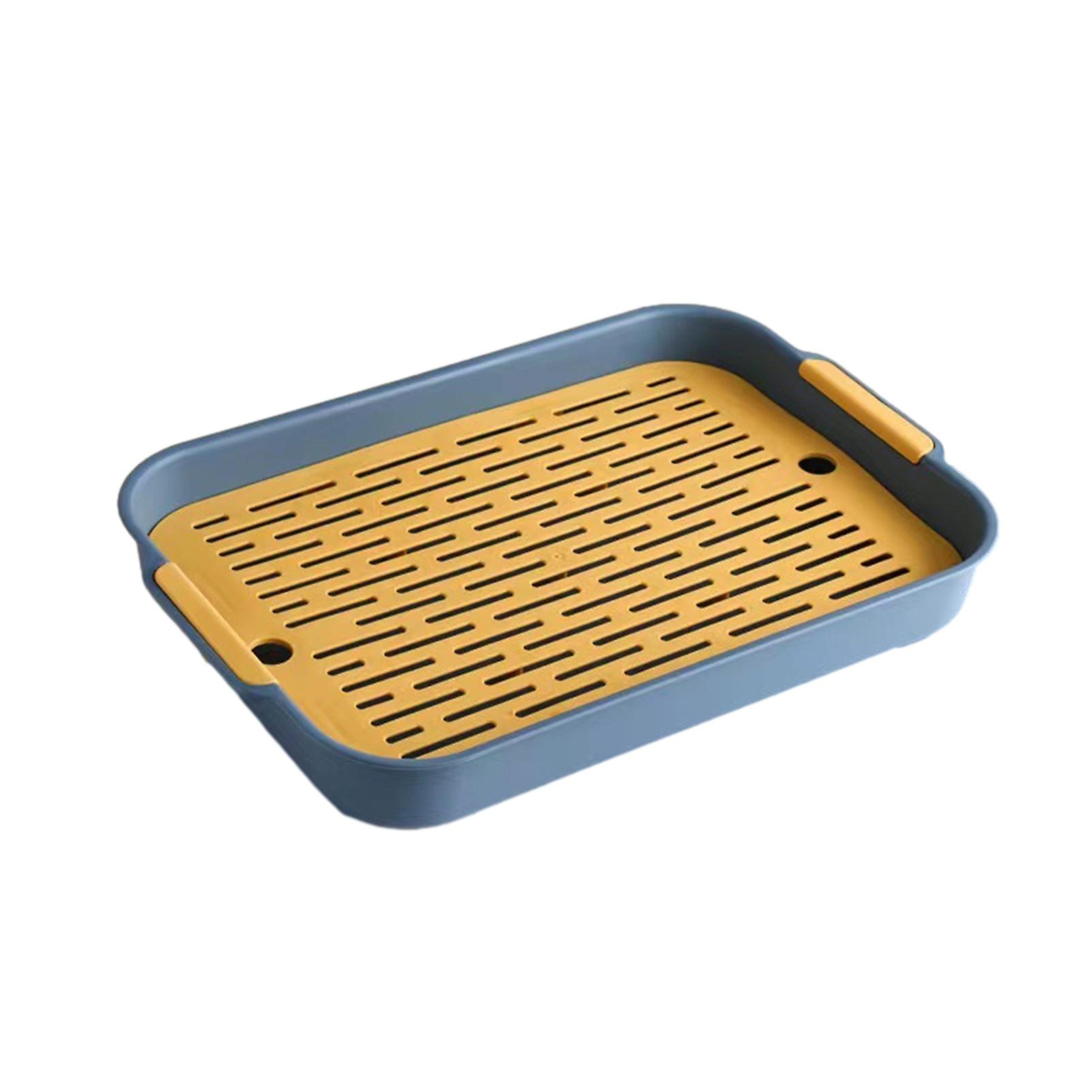 Rectangular Fruit Drying Plate with Drainboard Reusable Plastic Cups Drain Tray for Home Kitchen