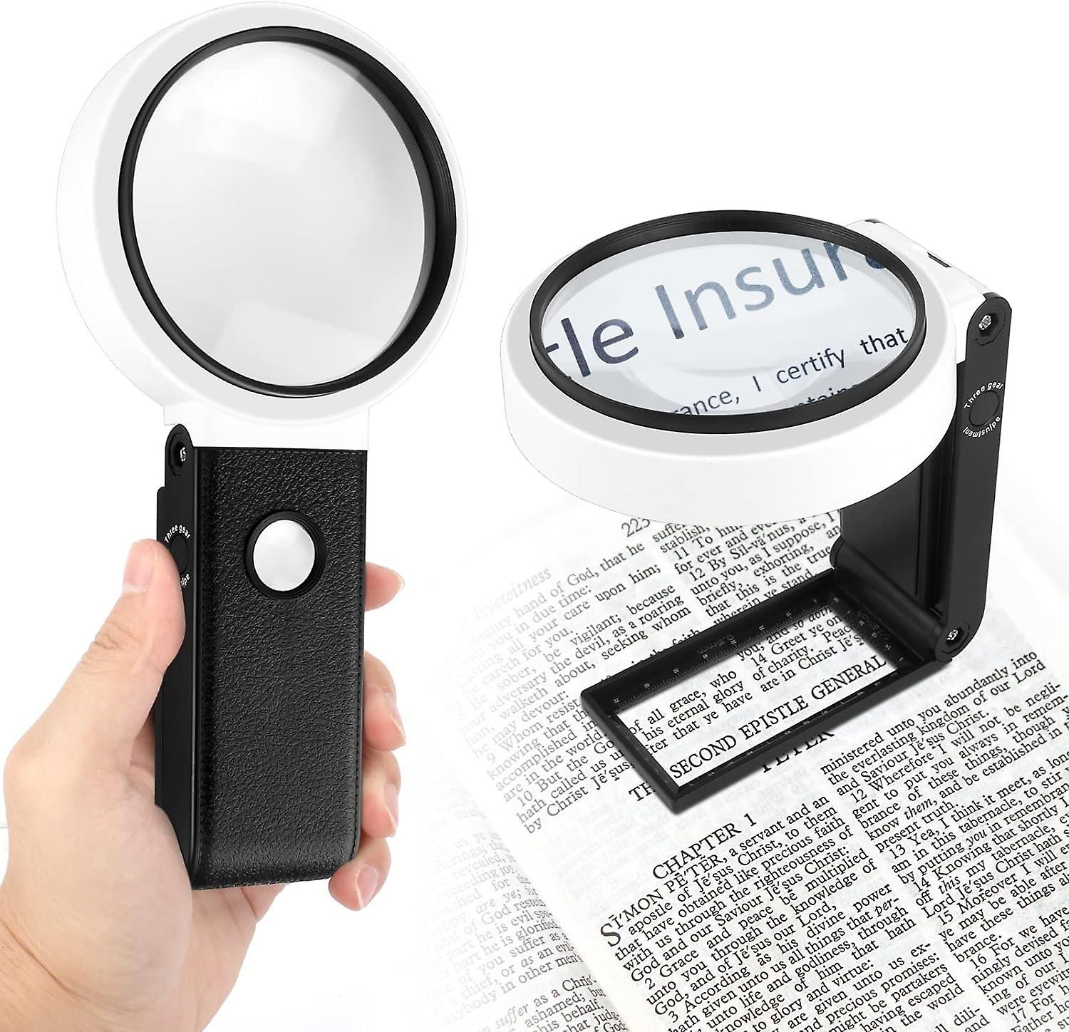 8 Led Reading Magnifier ,25X 10X LED Light Illuminated Magnifying Glass With Stand, Magnifying Glass