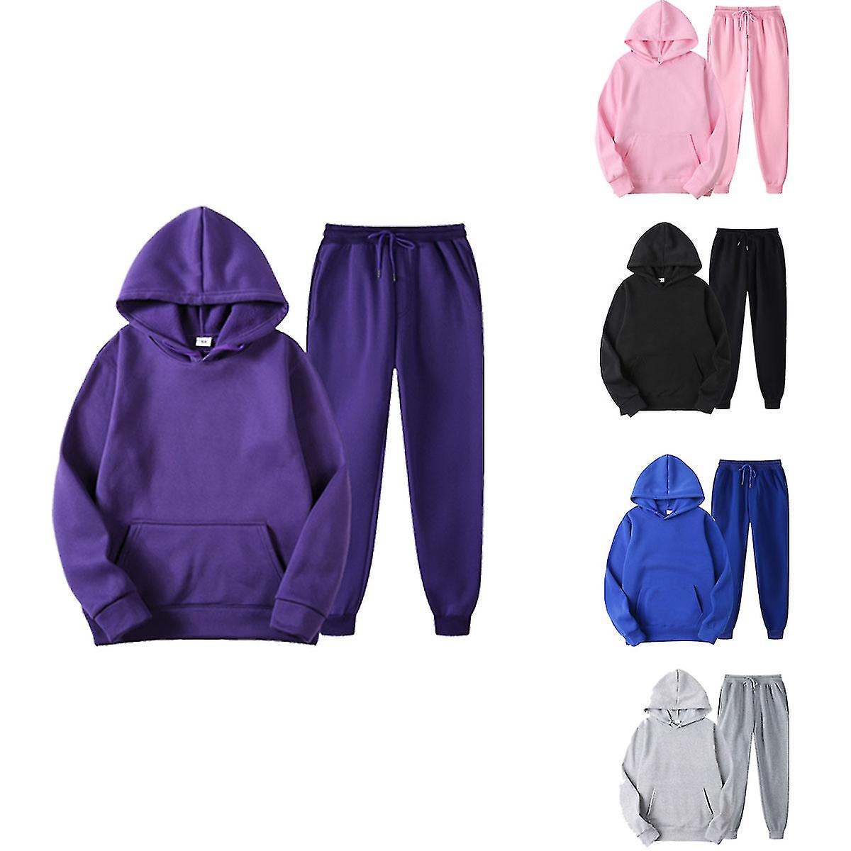 Solid Color Sweatshirt Set Autumn And Winter Velvet Couple Casual Sweatshirt