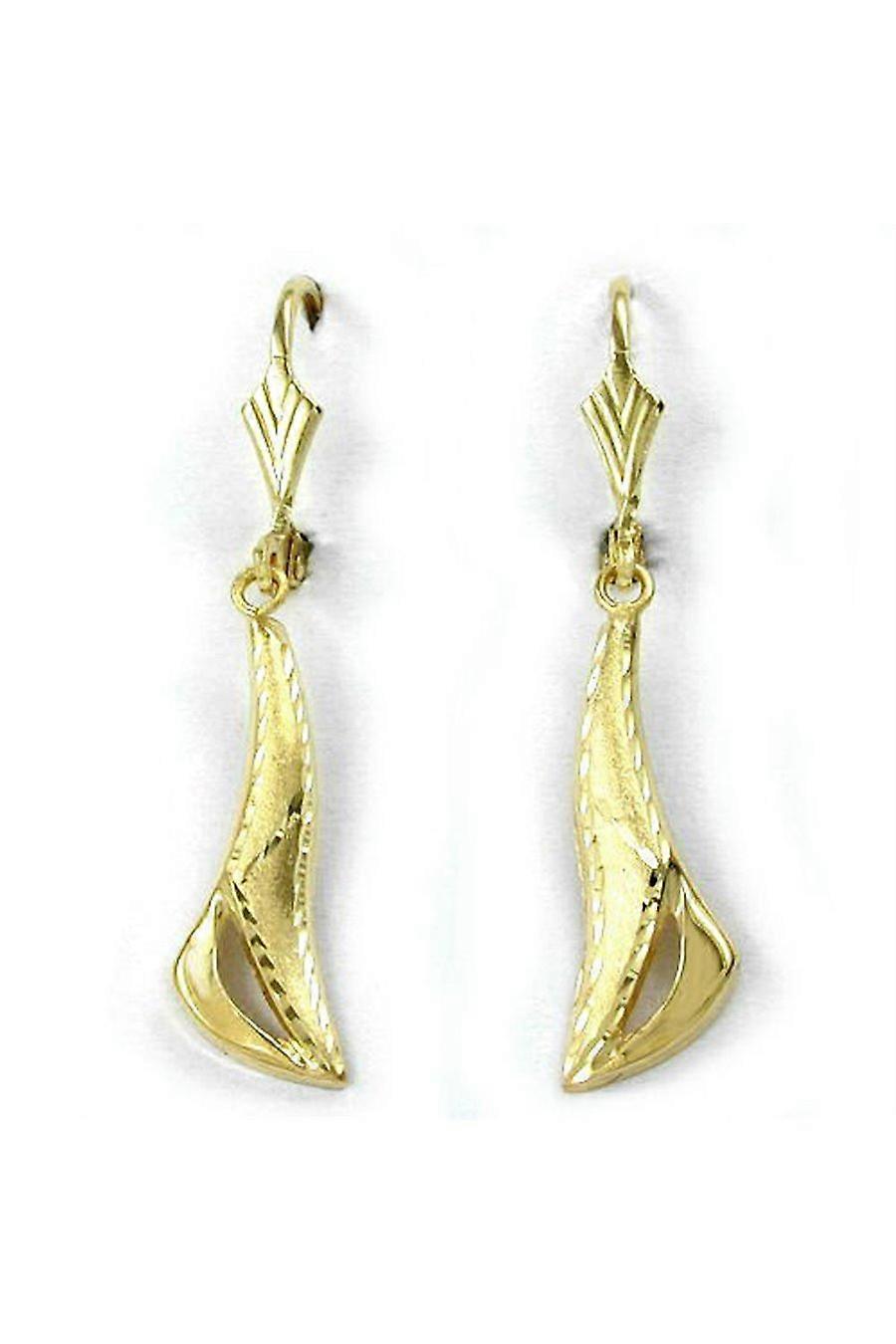 Earrings Leverback Diamond Cut 9k Gold - Gl430342