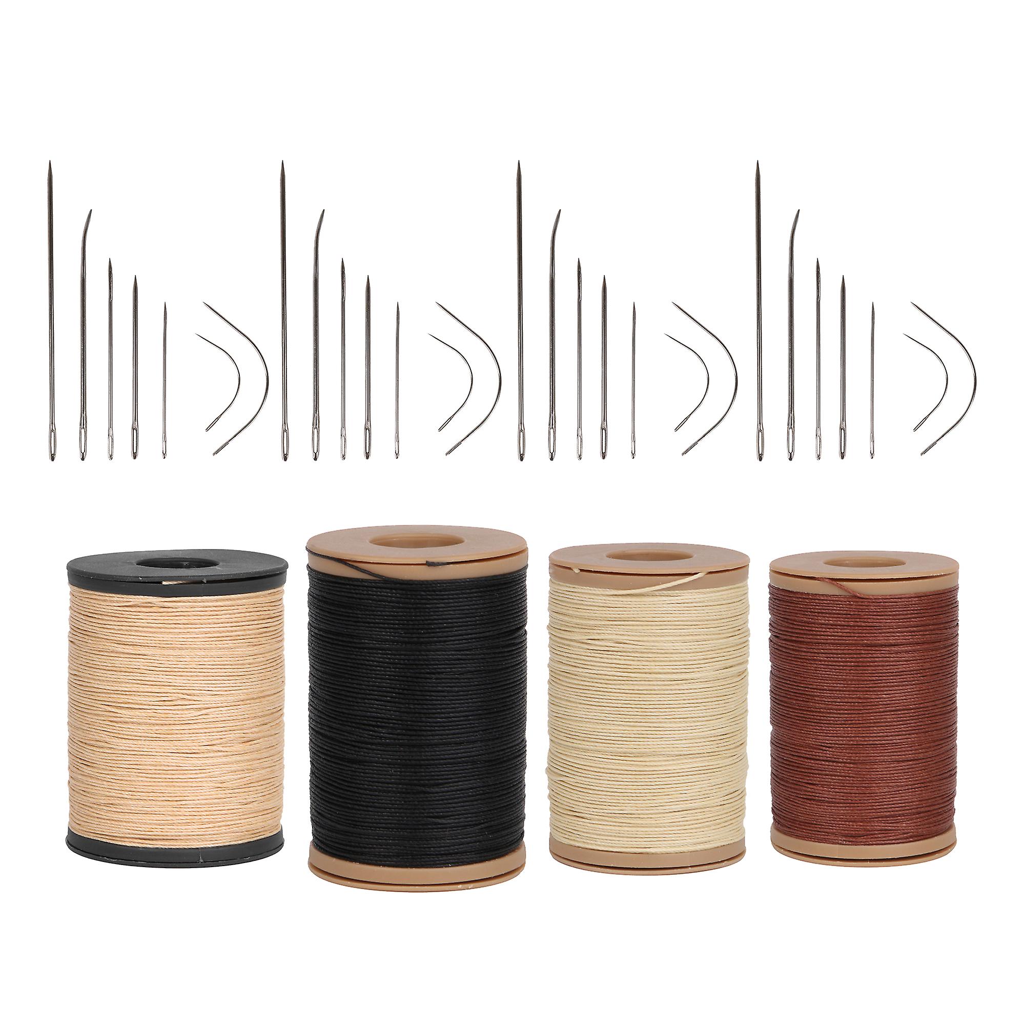 Waxed Thread Cord Kit w/ Tools 0.55mm 4 Colors for DIY Leather Crafts