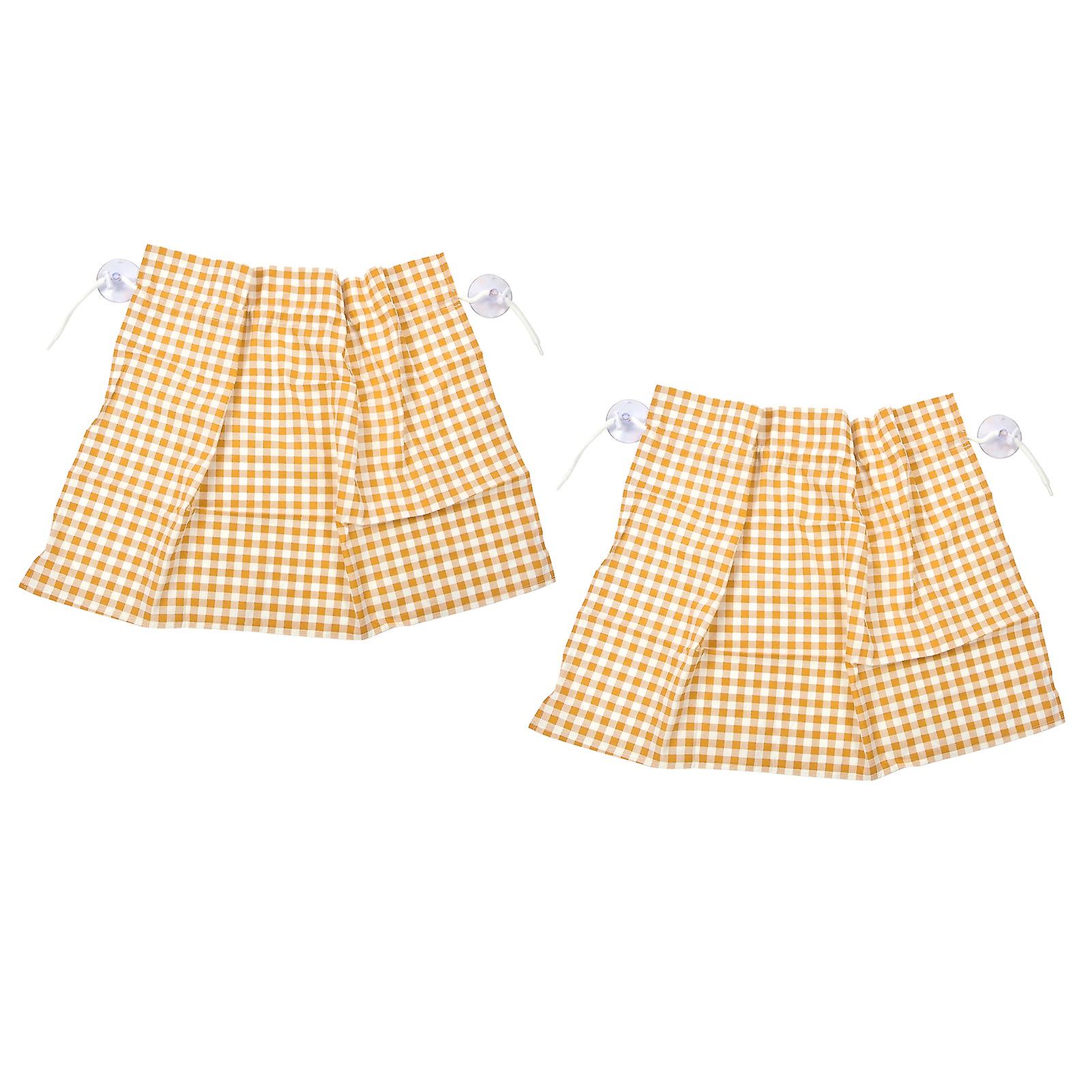 2Pcs Grid Design Anti Ultraviolet Car Curtain Side Car Window Sun Shade with Suction CupYellow Grid