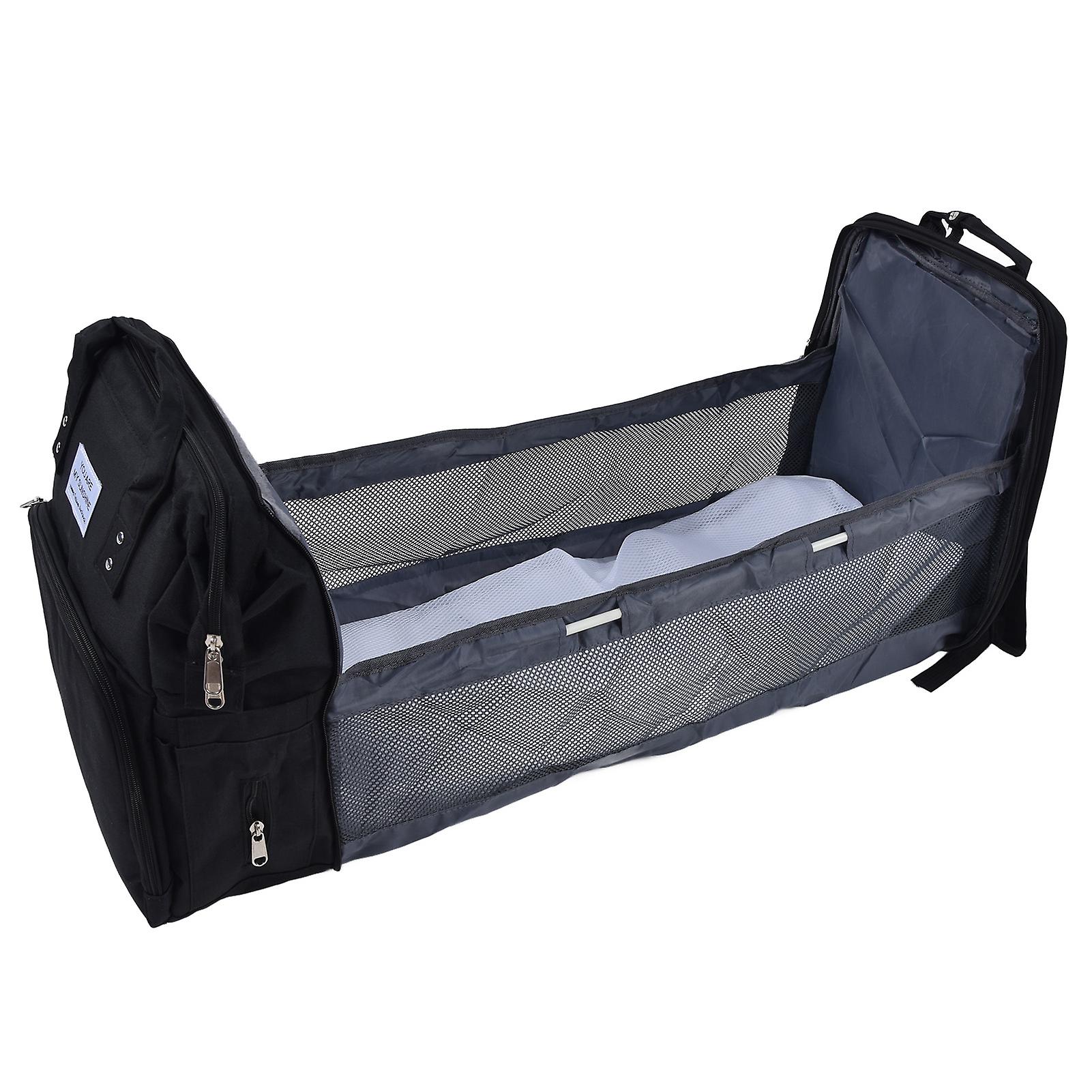 Multifunctional Foldable Baby Diaper Backpack Black 40.1oz Large Capacity