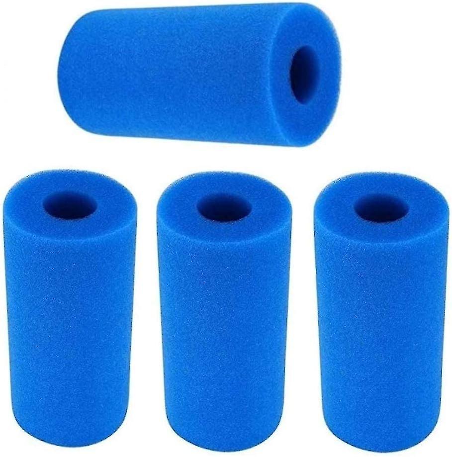 4Pcs Swimming Pool Filter, Reusable Washable Foam Hot Tub Filter Cartridge Sponge(Blue,100*40*200MM)