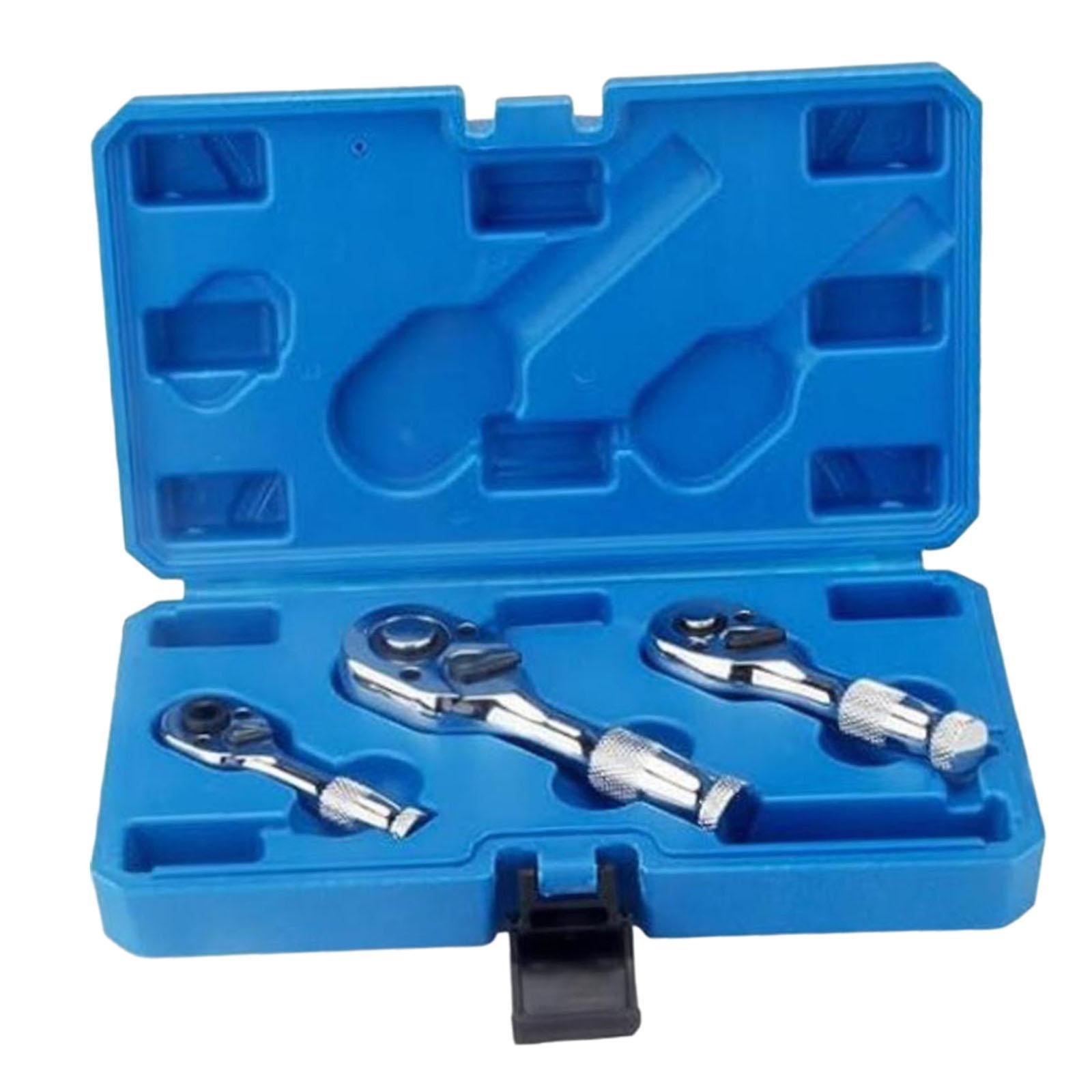 3 Pieces Drive Ratchets Comfortable Grip Socket Driver Mini Ratchet Tools Set
