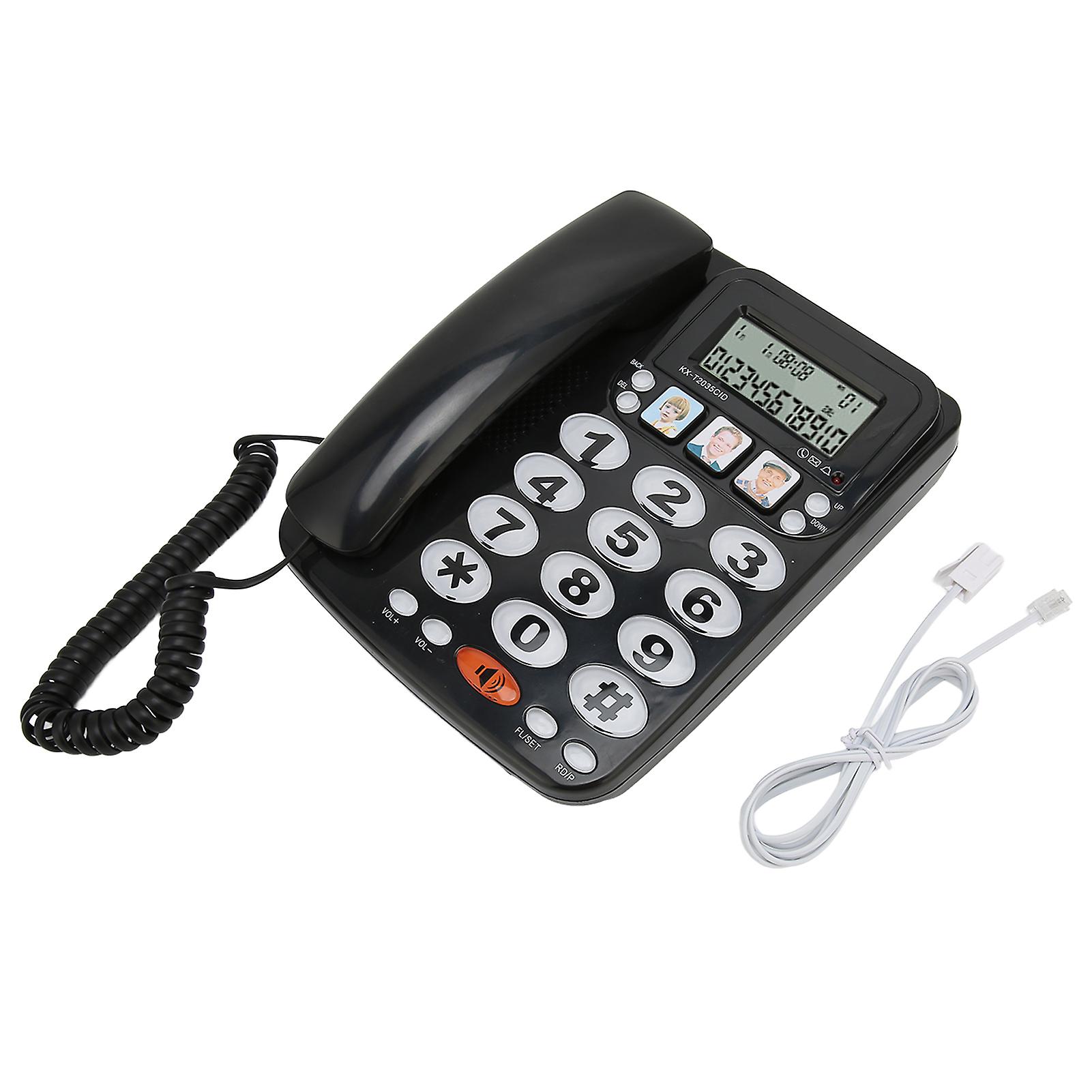 Corded Phone Caller ID Adjustable Ringtone Shortcuts Memory Wired Landline with Indicator for Home OfficeBlack