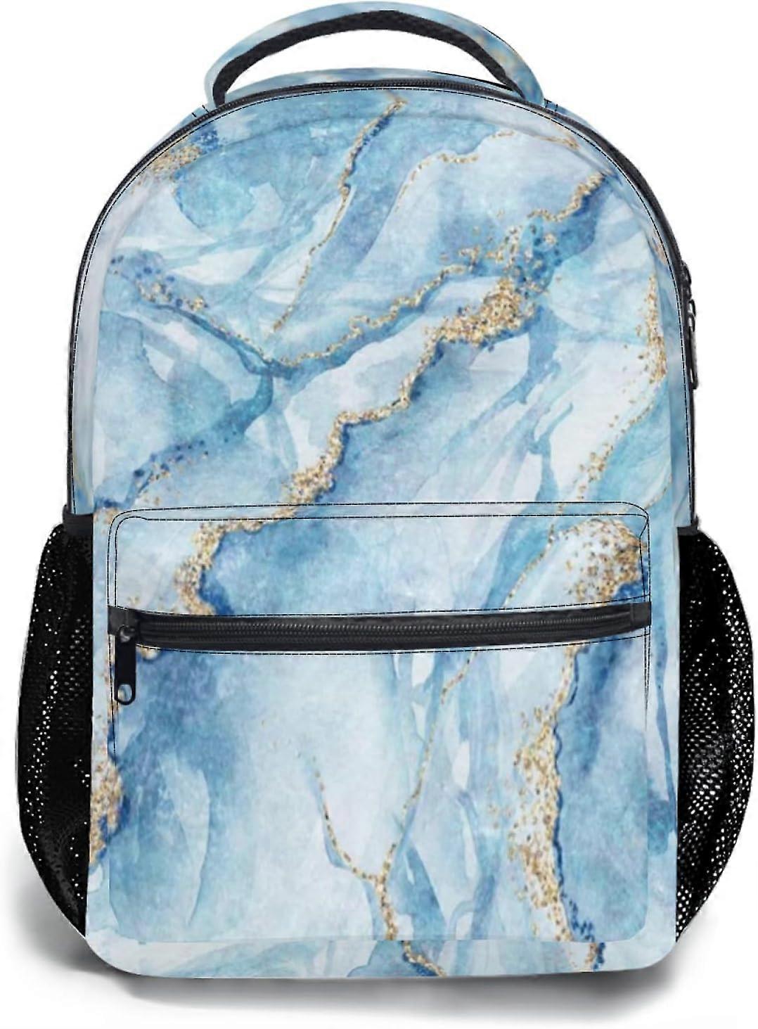 حقائب ظهر من الرخام الأزرق للبنات والبنين للأطفال حقيبة كتب مدرسية للماء طالب خفيف الوزن عارضة حقيبة نهارية للرجال والنساء والمراهقين شخصية الكمبيوتر المحمول السفر 