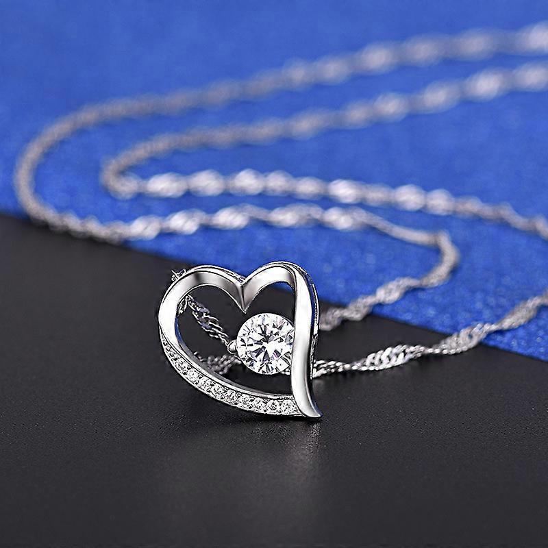 Tuscany Silver Collana con pendente cuore aperto intrecciato con zirconi in argento sterling 925 su catena grumetta da 46 cm