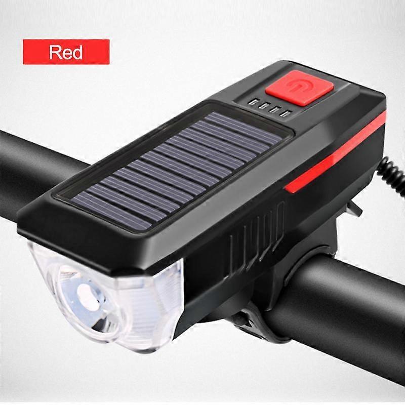 Klaxon USB Rechargeable Solar Powered Bike Light (Red)