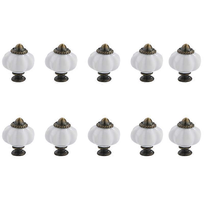 10pcs White Pumpkin Knobs, Vintage Ceramic Cabinet Knobs, Dresser Knobs Drawer Knobs Door Knobs Drawer Pulls Dresser Handles with Mounting Screws