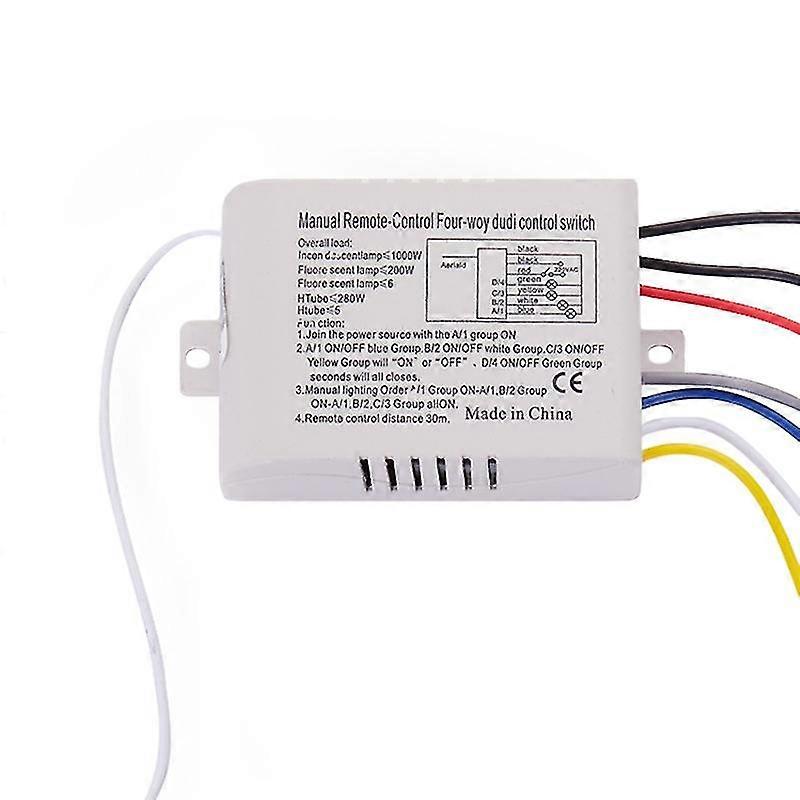 4 Way Light Lamp Digital Wireless Remote Control Switch ON/OFF 220V