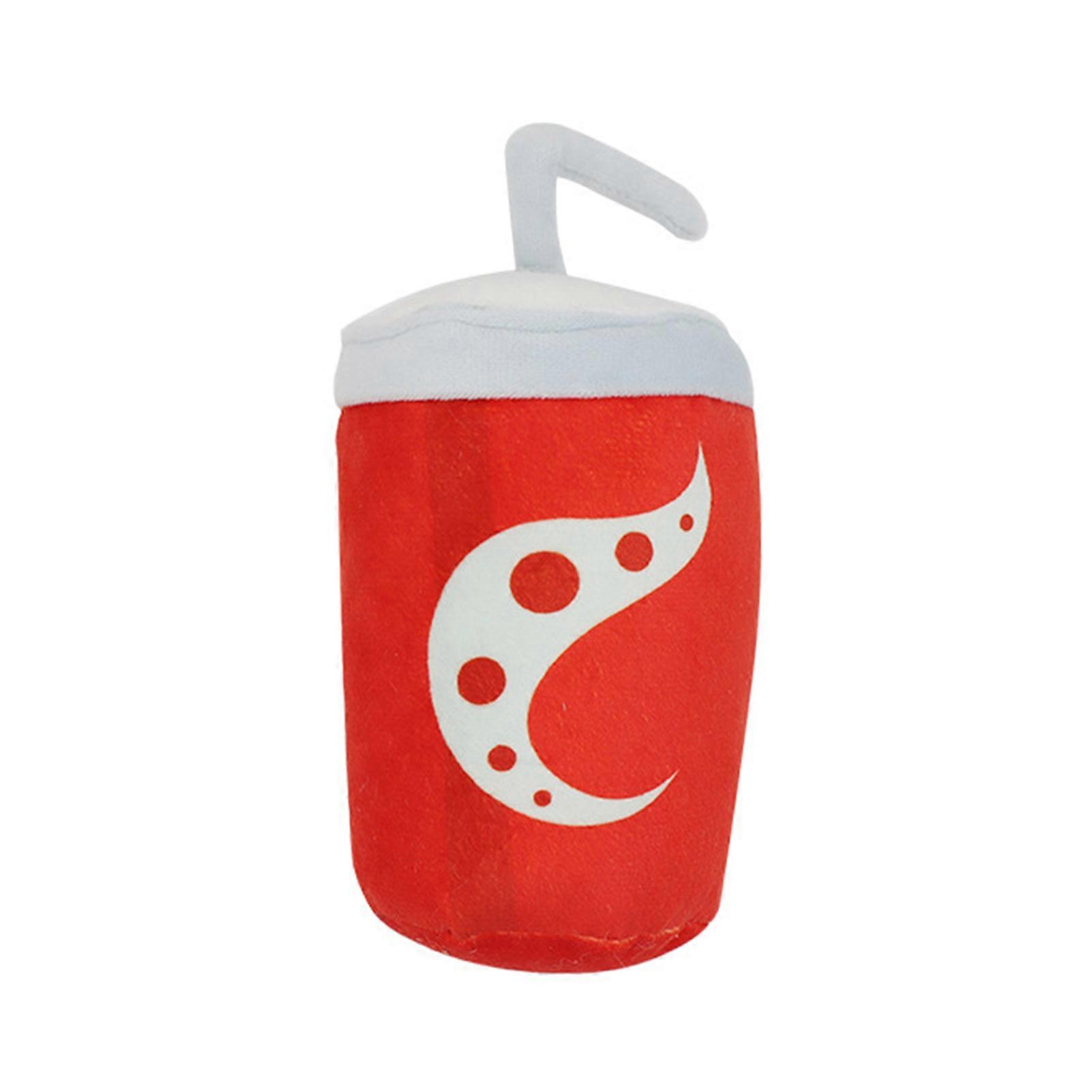 Interactive Plush Pet Squeaker Toy Bite-Resistant Pizza Cola Shape Dog Chew Toy Teeth Grinding Cleaning Anxiety Relief Boredom Reduction Dog Companion