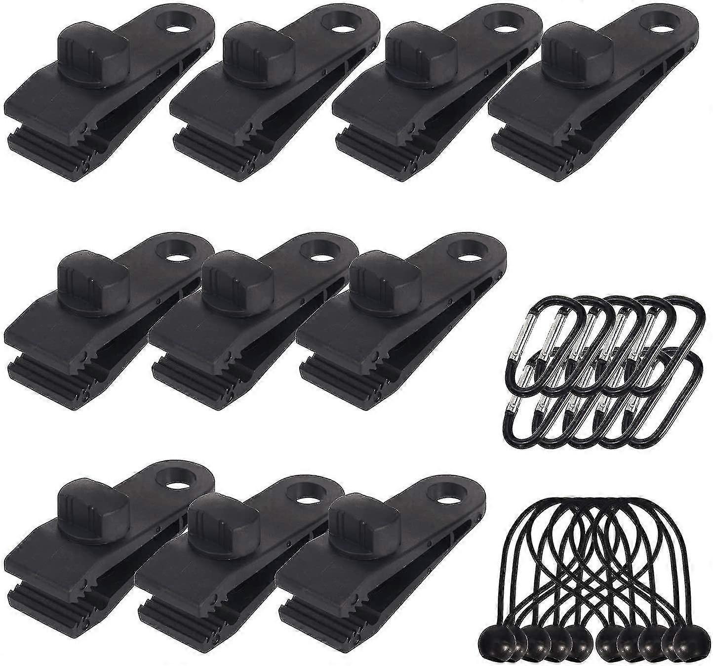 Set Of 10 Tarp Clips Outdoor Tarp Holder With Canvas Tie And Elastic Cord