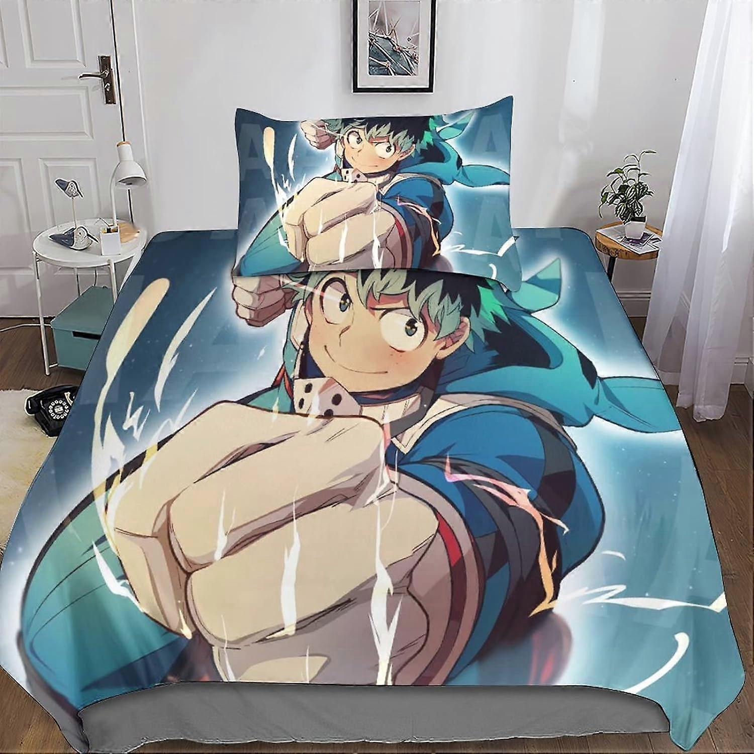My Hero Academy Duvet Cover My Hero Academia Bedding Set, Printed D Soft Microfiber with Pillowcase with Zipper for Adults and E 135*200 CM