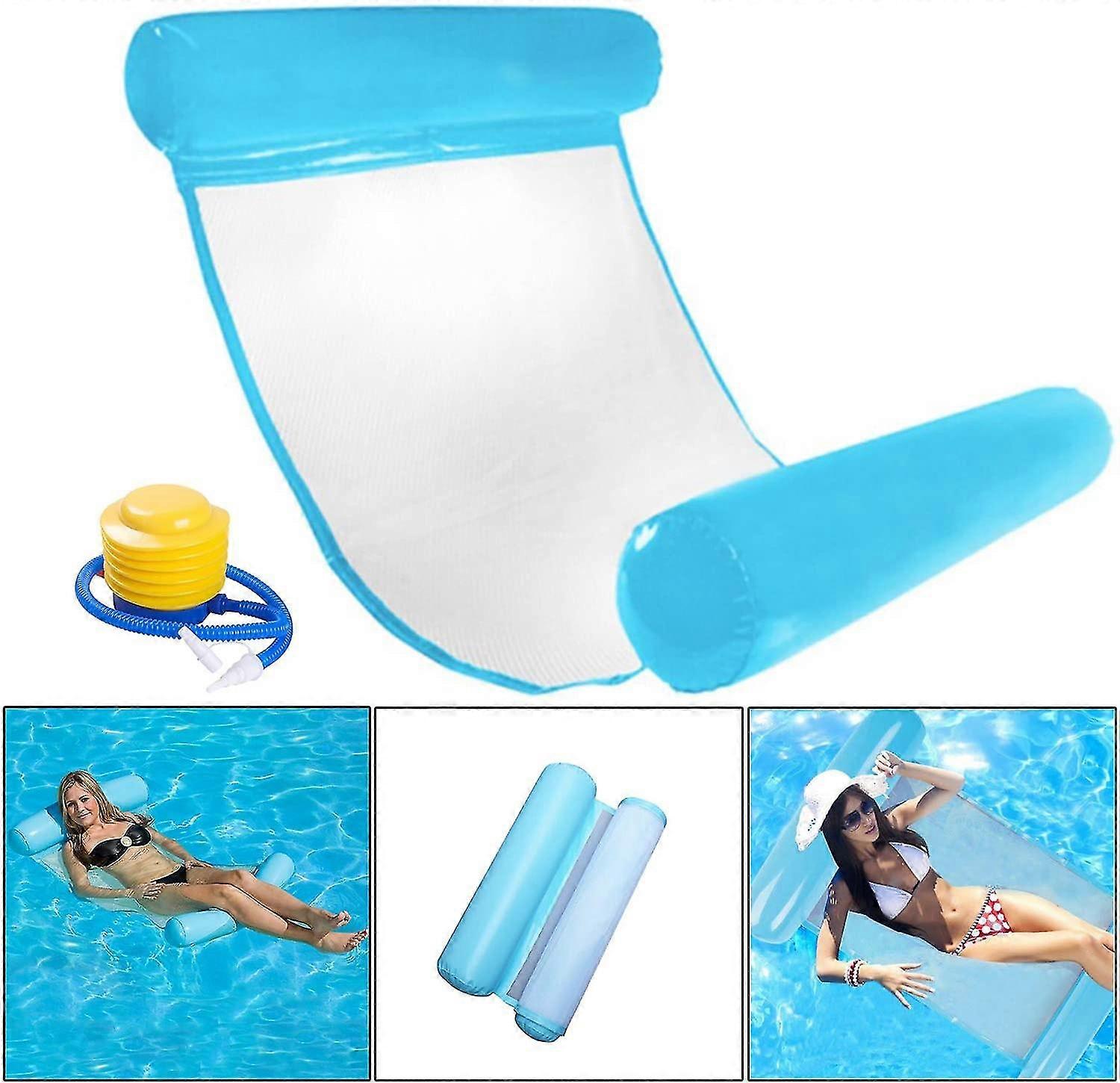 Inflatable Hammock, Inflatable Pool Bed And Inflatable Lounge Chair Inflatable Multi-use Pool Foldable Floating Hammock Portable Ultralight Float (blu