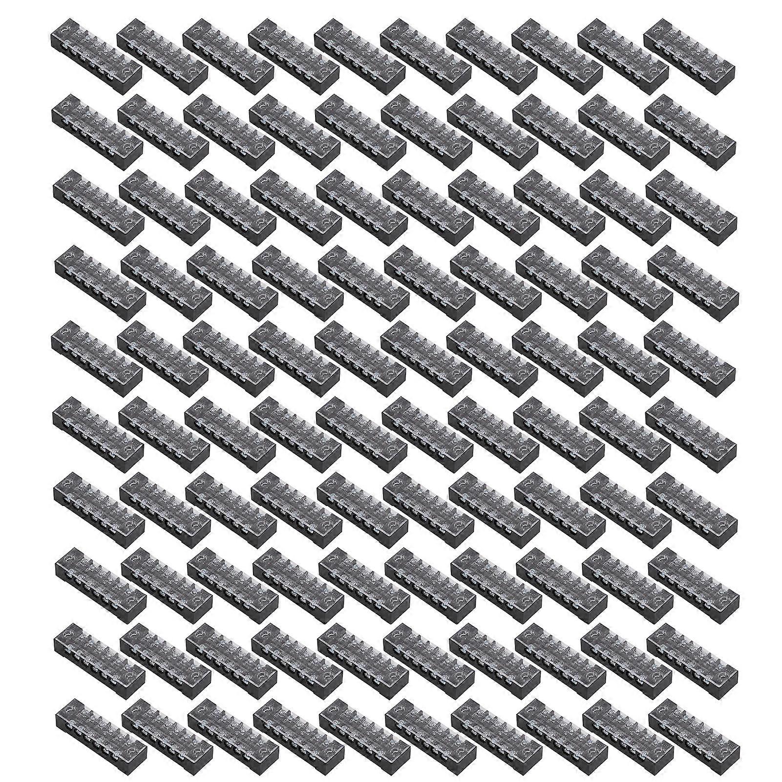 TB?1506L 100pcs Terminal Block Set 6 Positions Dual Row 600V 15A Screw Terminal Strip Blocks