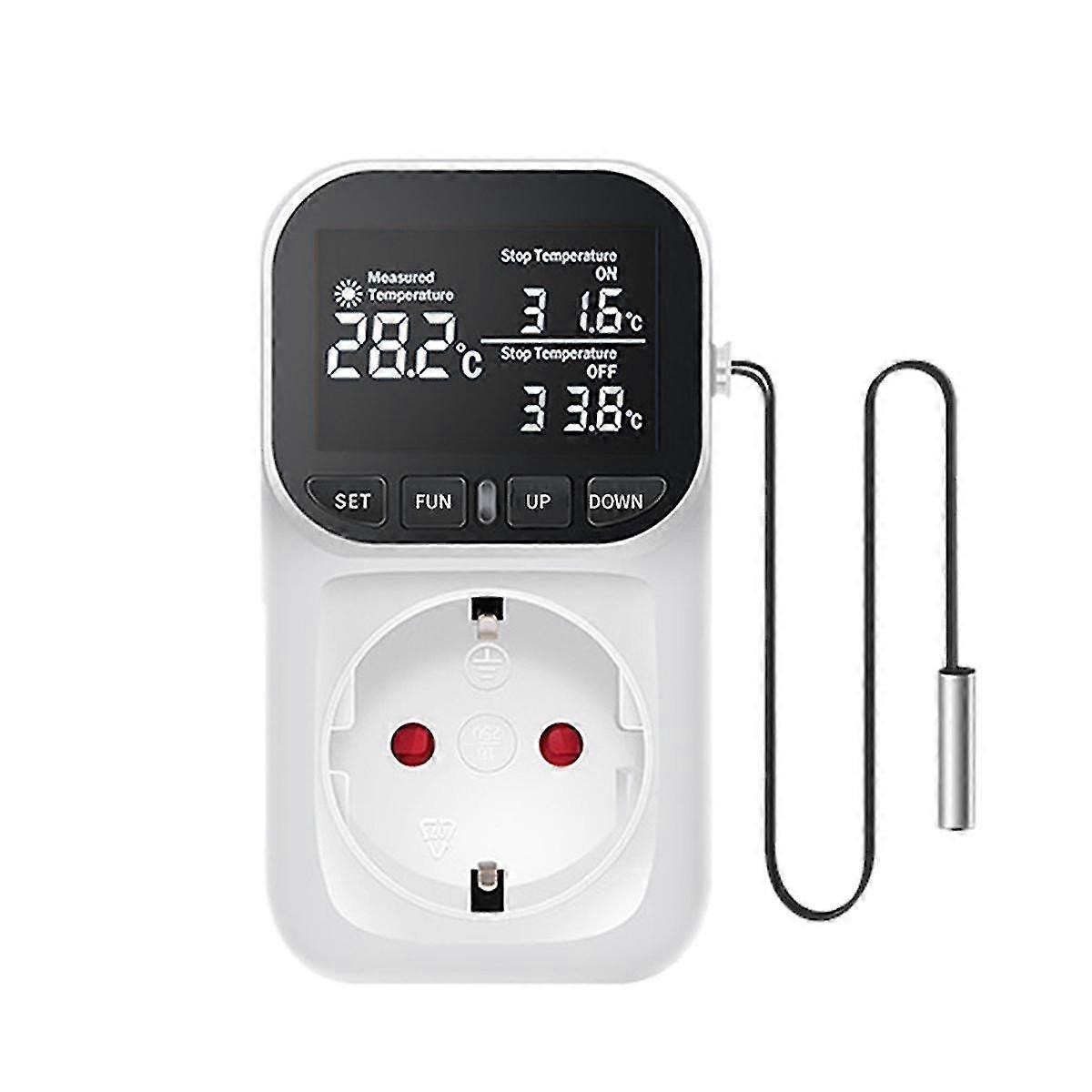 Digital Temperature Controller,Reptile Thermostat Timer Switch Plug with Sensor for Home, Greenhouse Aquaculture EU Plug