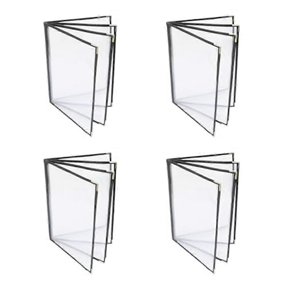 4PCS Menu Covers, Menu Covers 8.5X11Inch, Menu Holder 4 Page 8 View, Restaurant Menu Covers for A4 Size Paper, Menu Book