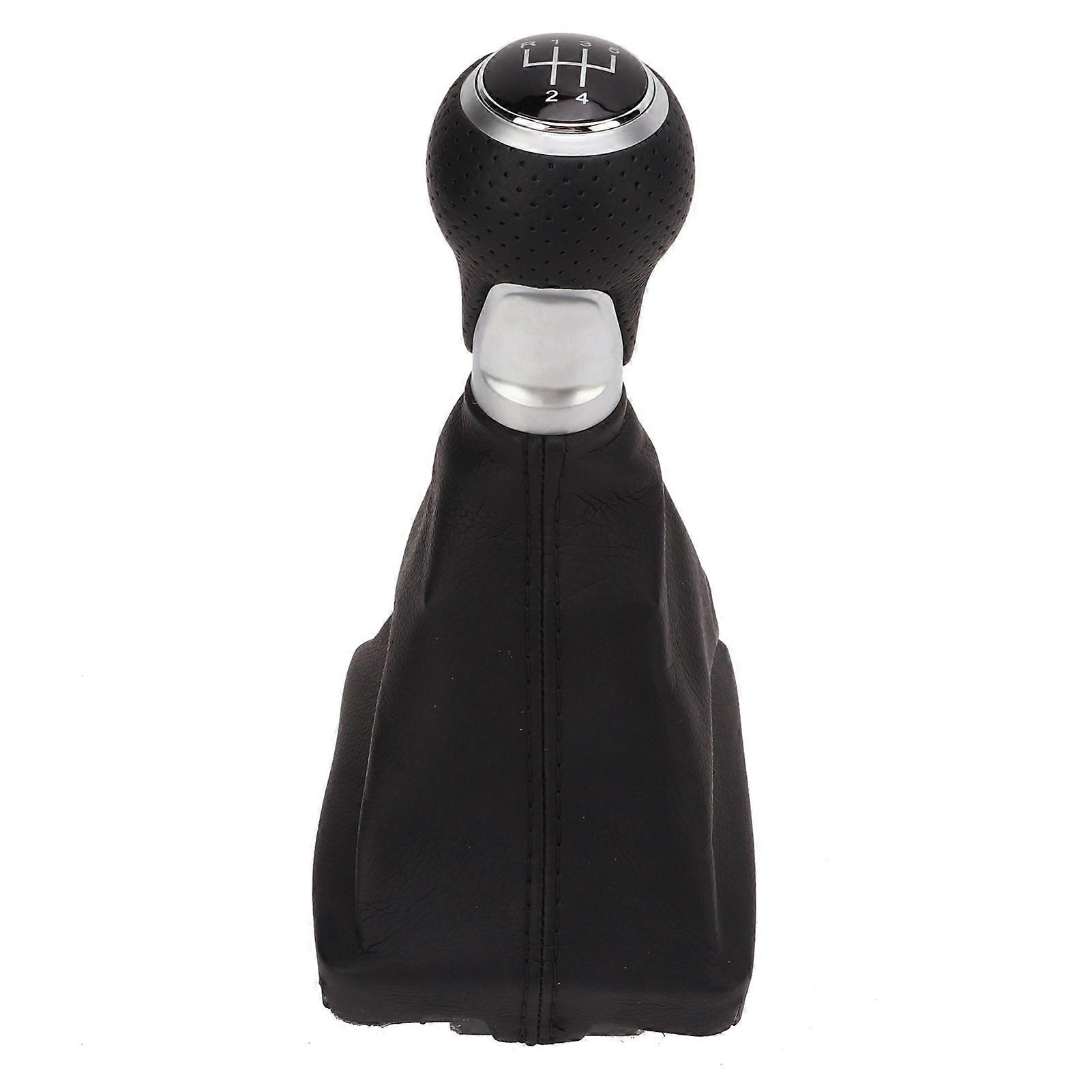 Gear Shift Knob Boot Set 5 Speed PVC Leather Gearstick Lever Gaiter Kit for A6 C6 2004?2011 Silver Ring