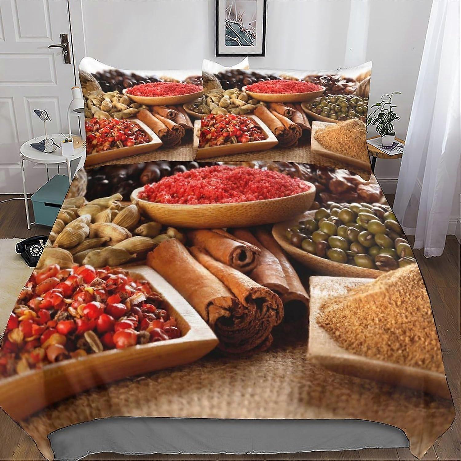 Spice Copripiumino Condimenti Set di biancheria da letto Persona Biancheria da letto Modello D Copripiumino in microfibra Set di copripiumino Pezzi con federa 135 * 200 CM