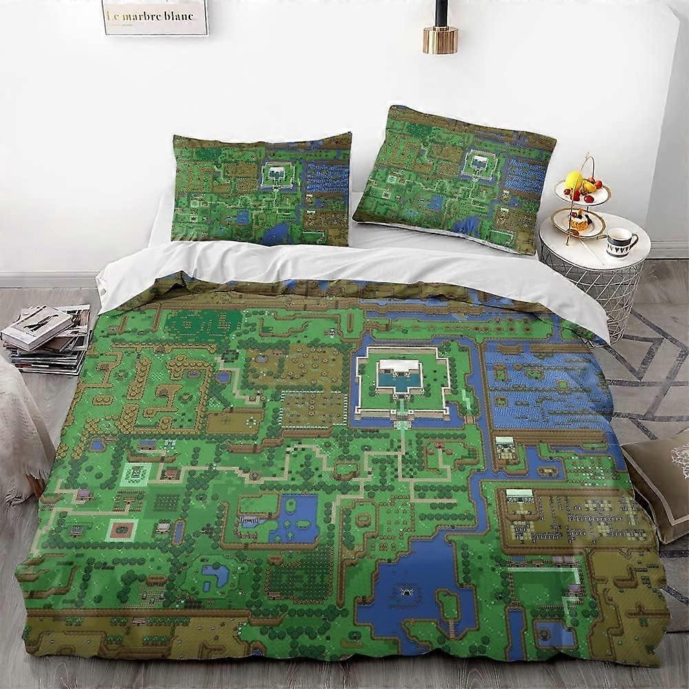 i703 The Legend of Zeld-a Jogo Capa de Edredão Conjunto 3D Capa de Edredom 3 Pcs (1 Capa de Edredão + 2 Fronhas) Conjunto de Cama jm703