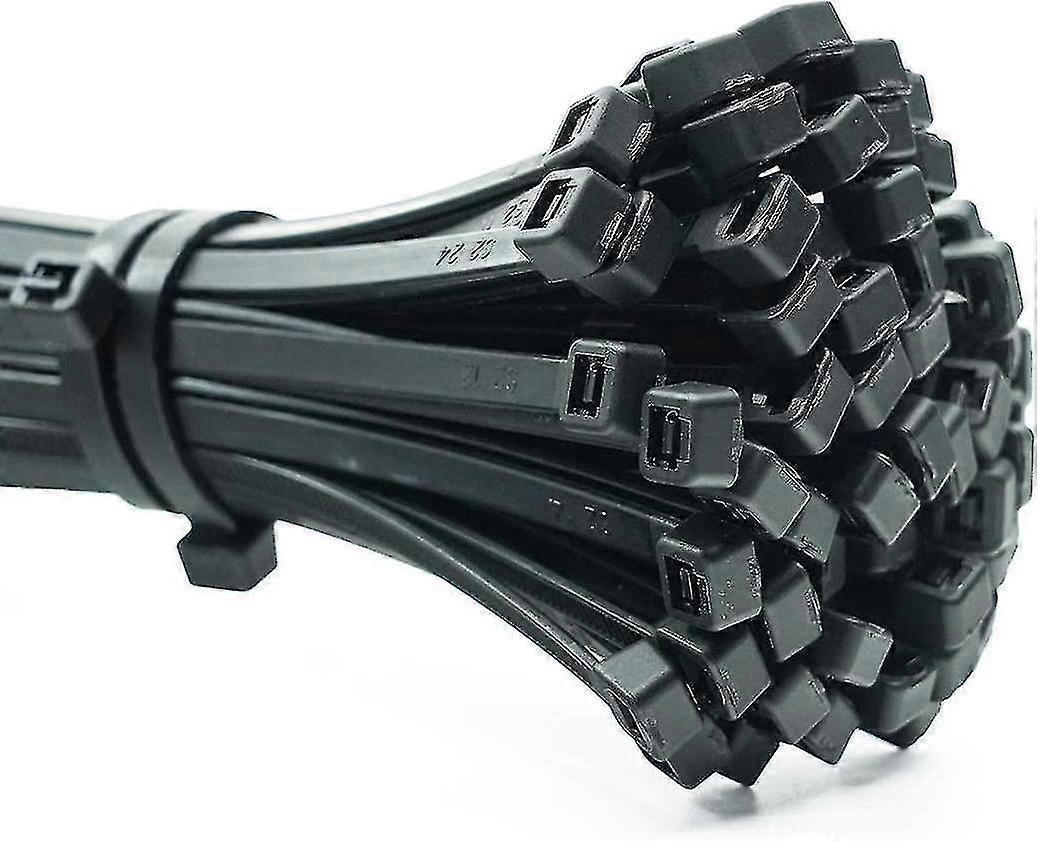 Professional Cable Ties - 100 Pack, 200 x 3.6 mm, Black, Temperature Resistant