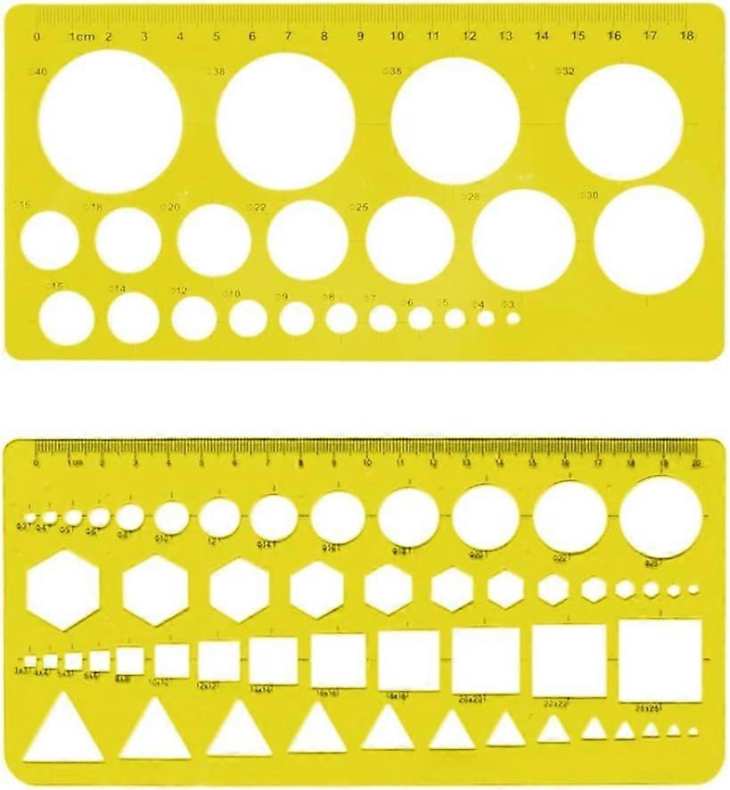 2PCS Normograph for Sketches and Diagrams - Stencil Circles, Triangles, Squares, Rectangles, Hexagon,2024 Ping