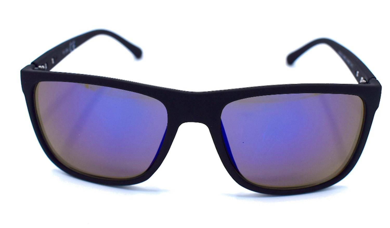 Black Retro Sunglasses - Blue Lens