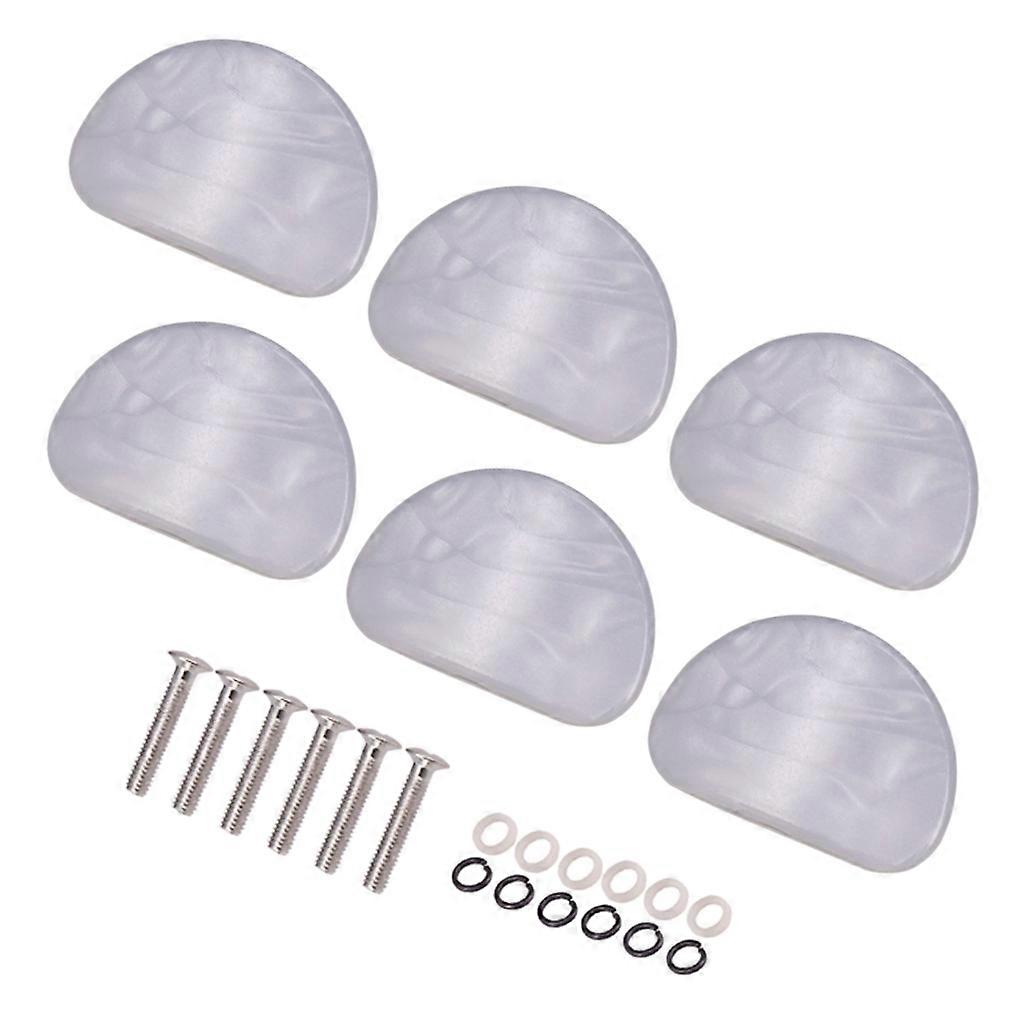 6 Pcs White Pearl Guitar Tuning Pegs Keys Button Tuners Machine Heads Premium Tuning Key Button Cap