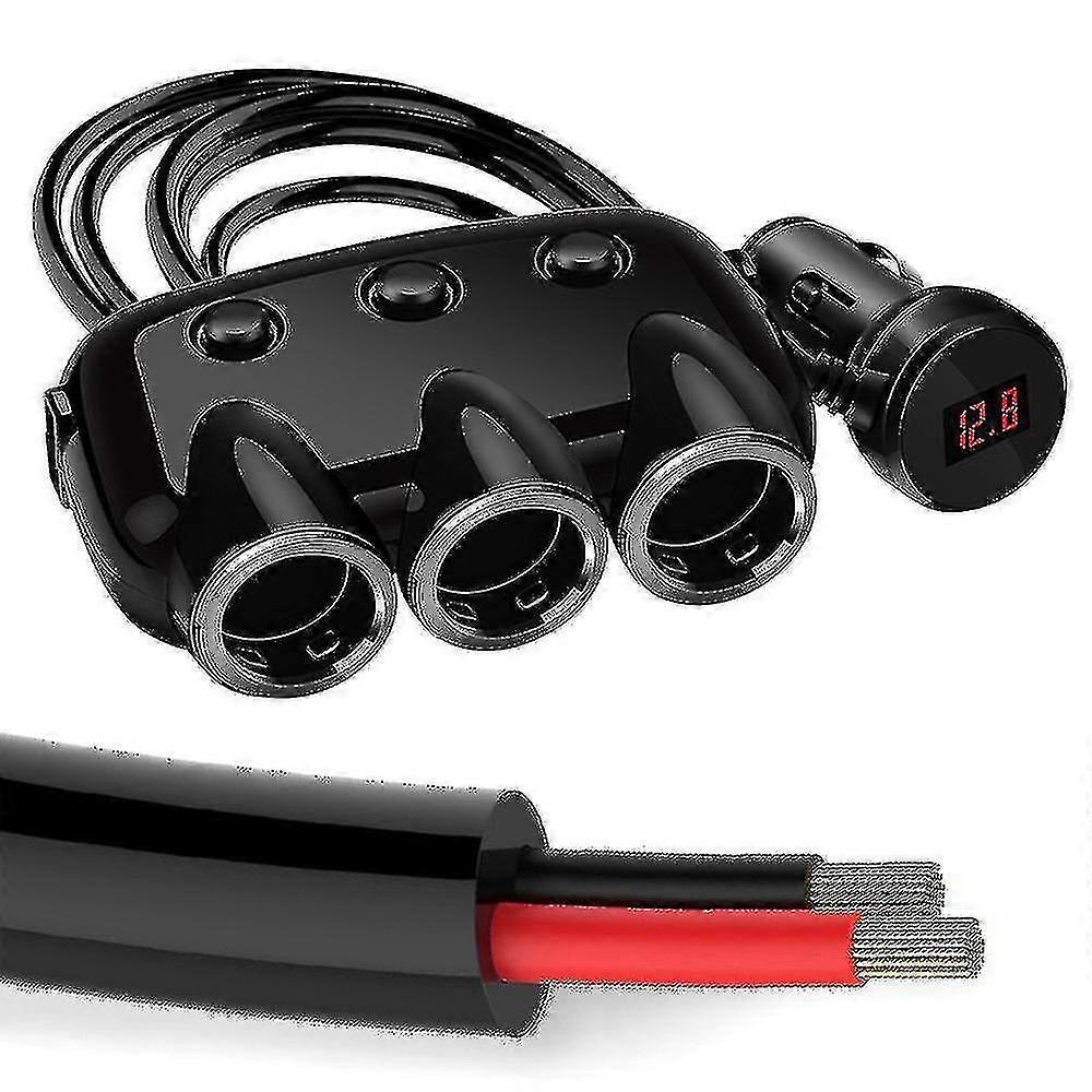 3 Way Car Cigarette Socket Lighter Splitter Dual Usb Charger Adapter