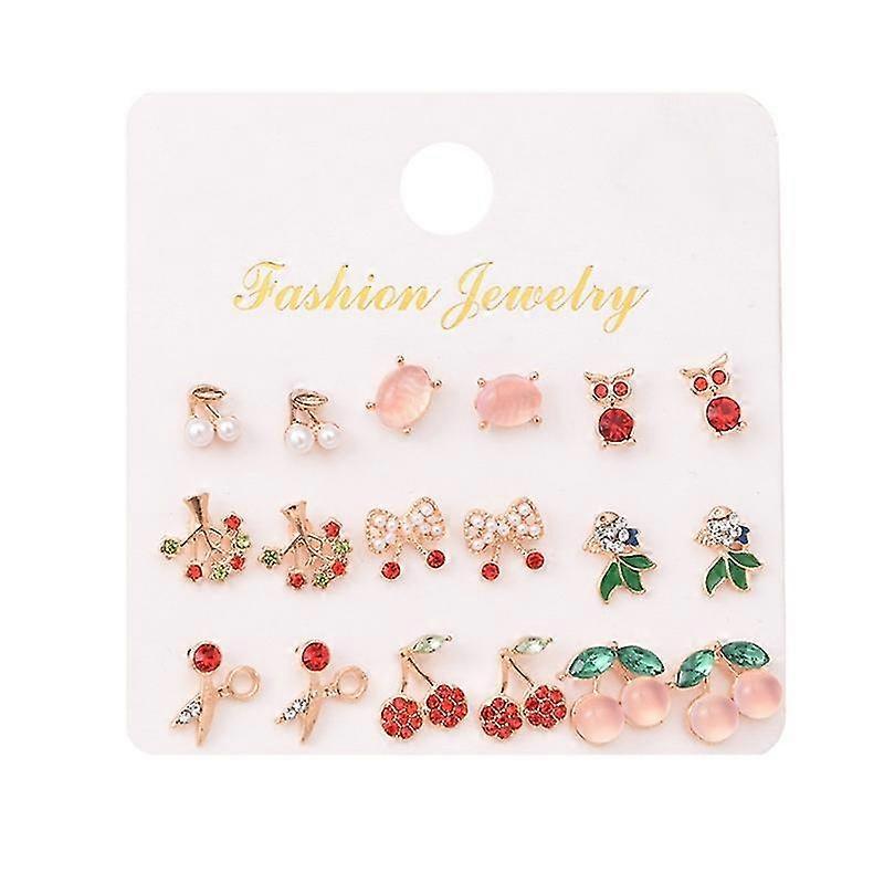9x Kawaii Earring Stud Alloy Assorted Multiple Stud Earring Posts Gift For Women