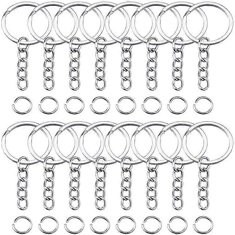 50Pcs Keyring Blanks Split With Link Chain And Jumps Rings Metal Key Rings