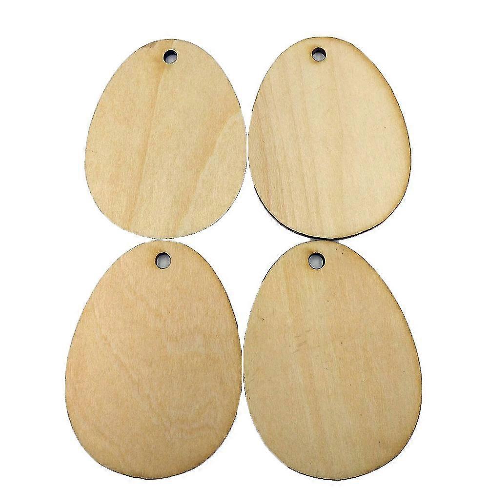 50pcs Wooden Easter Eggs Wood Craft For Easter Decorations Tag