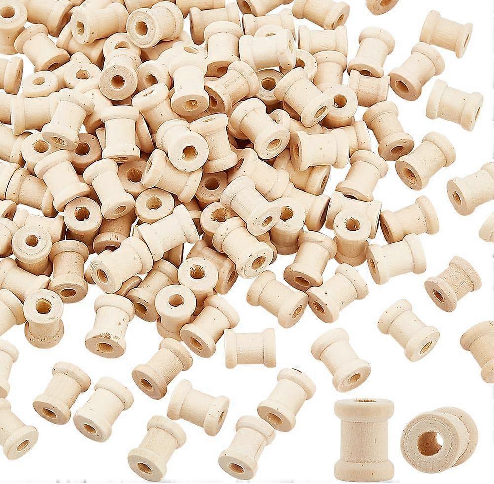 150pcs 12x18mm Wooden Empty Spools Mini Empty Thread Spools Wood Empty Bobbins 5mm Hole Natural Wire Weaving Bobbins Wooden Bobbins for Arts and DIY C