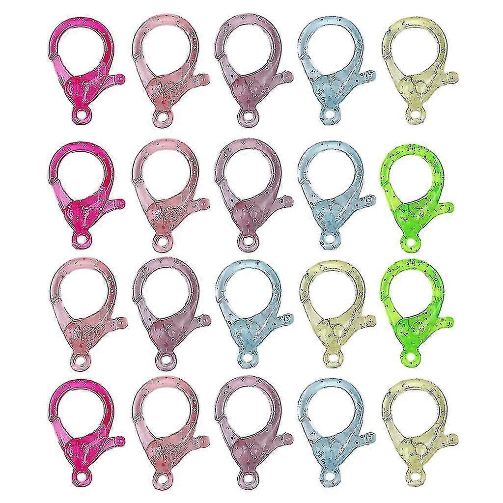 20pcs Hard Plastic Clips Lobster Claw Hooks Mixed Clasp Hook For Keychain Ring