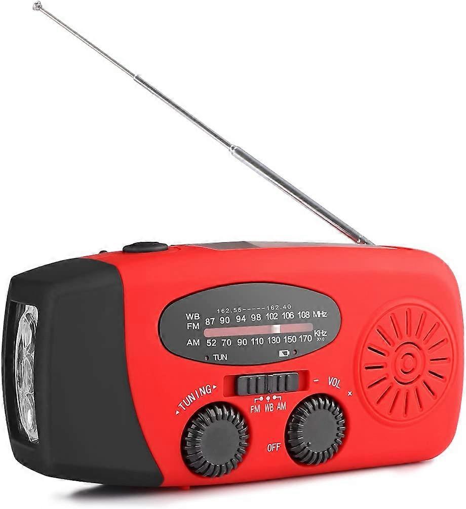Portable Solar Radio, Hand Crank Self Powered AM/FM/NOAA Radio, Dynamo Weather Radio Emergency Device with 3-LED Flashlight and Phone Charger for Hiki