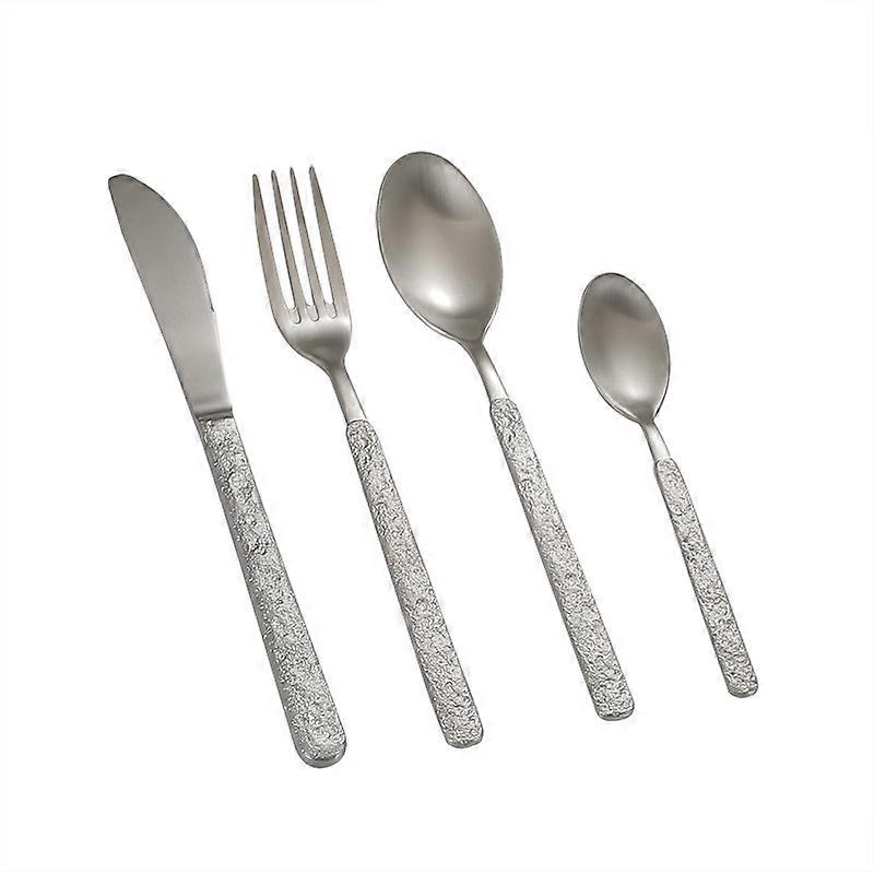 Hammered Silverware Set, 4  Piece Stainless St