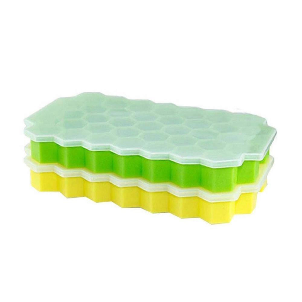 2Pcs Honeycomb Shape Ice Cube 37 Cubes Ice Tray Ice Cube Mold Storage Containers