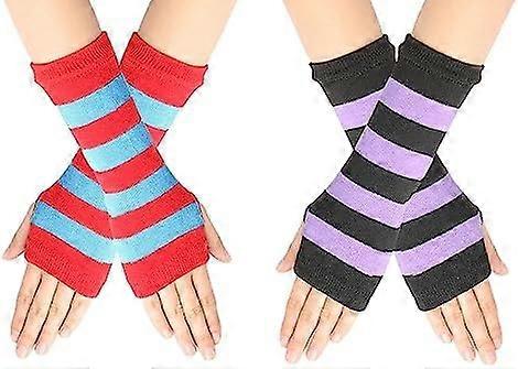 Barn Armvärmare Handskar Flickor Armhandskar Randig Och Regnbåge