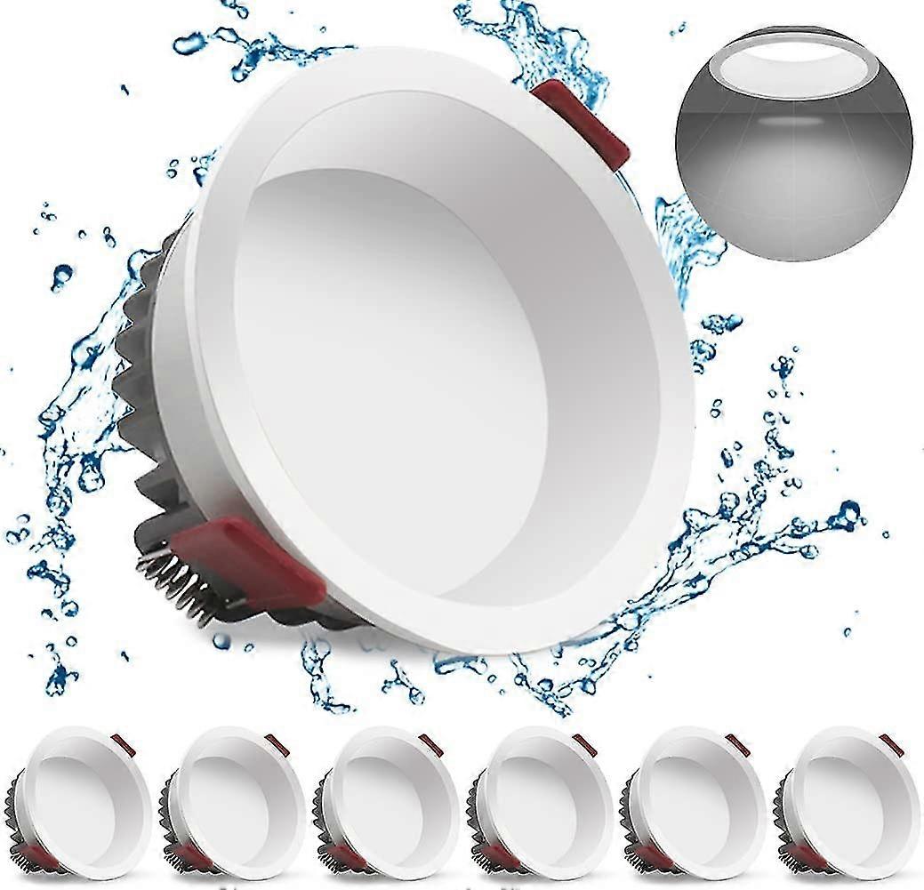 6pc 5w led round recessed spotlight,ip44,cool white 6000k,ac220-240v,75mm(black)