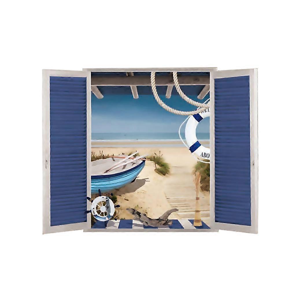3D Window View Beach Scenery Wall Sticker Decal