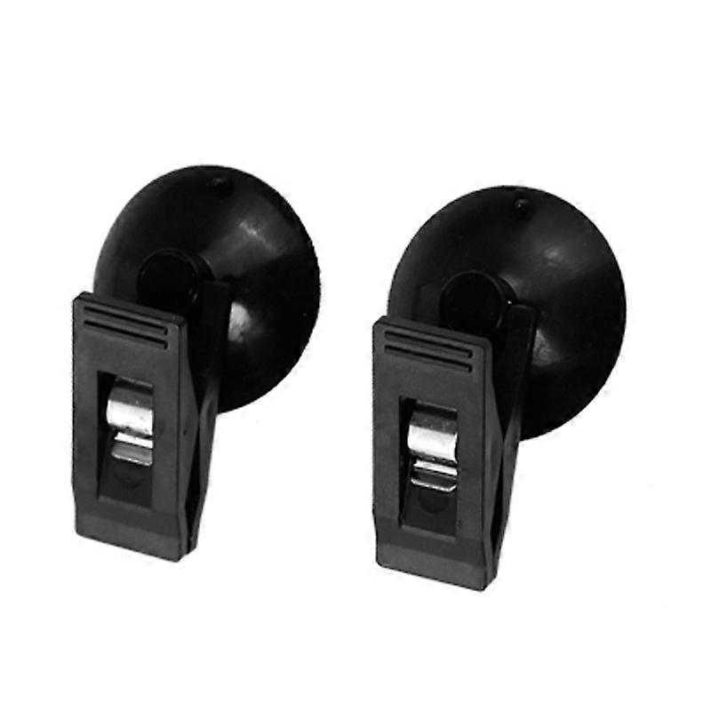 Round Suction Cup Clamp Holder Office Accessories Window Mount2 PcsBlack 