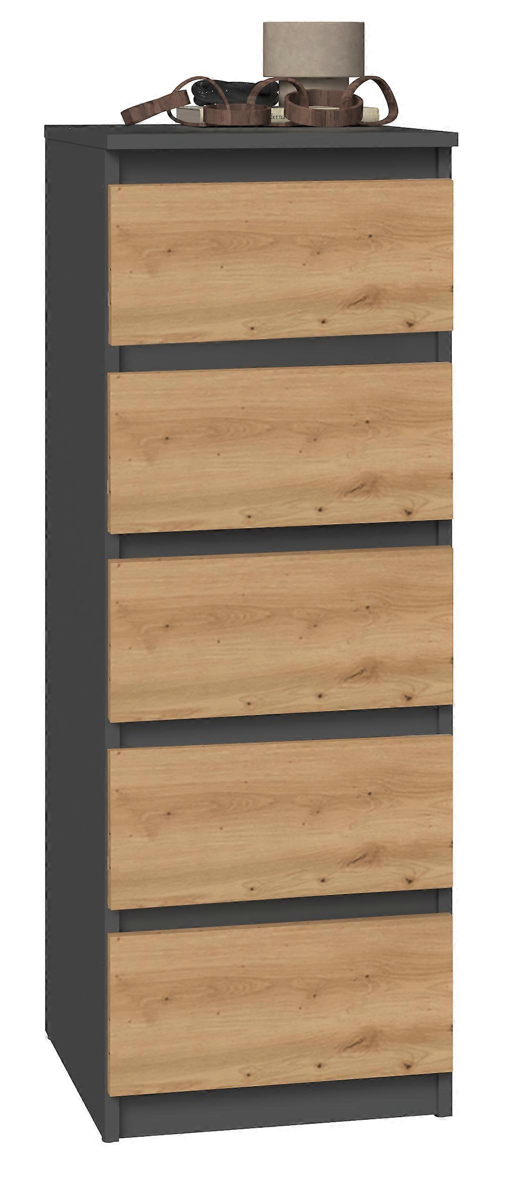 Kommode Schrank mit 5 Schubladen W5 anthrazit Eiche Artisan