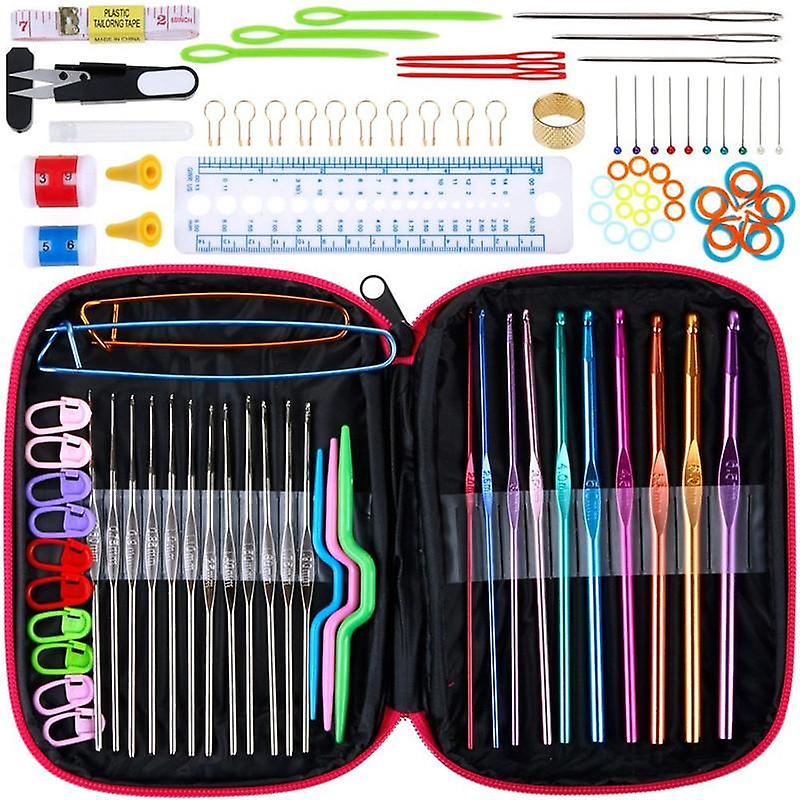 Metal Crochet Hook Set, 22 Needles 78 Accessories Professional Knitting Tools