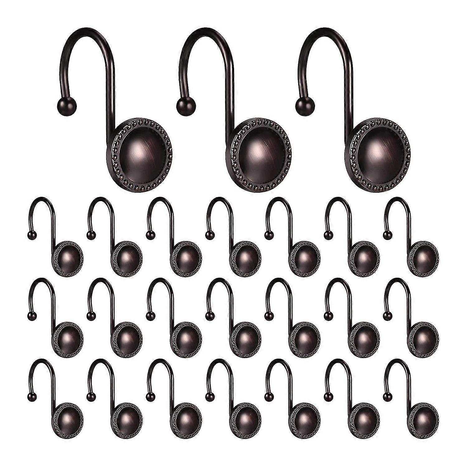 24 Pieces Antique Shower Curtain Hooks Beaded Circle Hook Rust Resistant Shower Hooks Rings for Bat