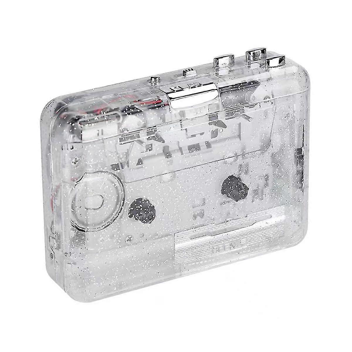 Cassette Player Full Transparent Shell Cassette to MP3 Format Tape Player Plug and Play Audio Digital Player for Music
